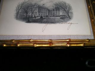 White House Calvin Coolidge Grace Coolidge signed White House engraving 3
