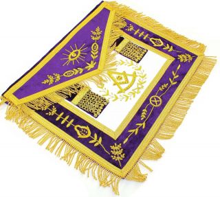 Masonic Apron Hand Embroidered Grand Lodge Past Master Purple