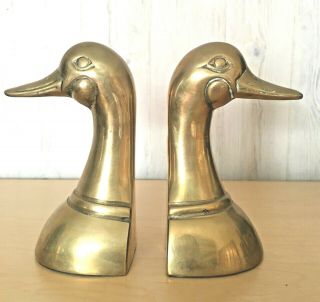 Vintage Brass Duck Head Book Ends Figurines