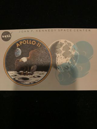 Apollo 11 1969 Vip Viewing Badge 4350 Gray Vers.  John F.  Kennedy Nasa & Holder