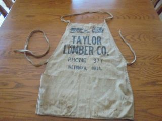 Vintage Advertising Work Shop Nail Apron Taylor Lumber Co.
