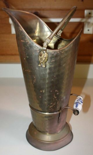 Vintage Hammered Brass Fire Extinguisher Water Can Umbrella Stand