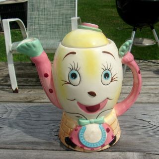 Vintage Mrs Humpty Dumpty Teapot Tea Pot With Lid Damage Anthropomorphic Enesco