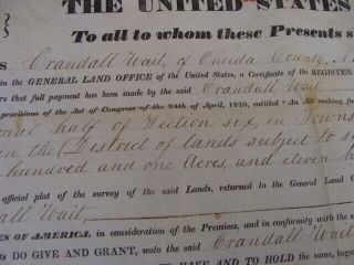 RARE 1837 LAND GRANT SIGNED BY US PRESIDENT MARTIN VAN BUREN,  SEAL,  AUTOGRAPH 2
