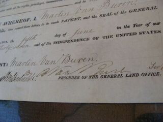 RARE 1837 LAND GRANT SIGNED BY US PRESIDENT MARTIN VAN BUREN,  SEAL,  AUTOGRAPH 4