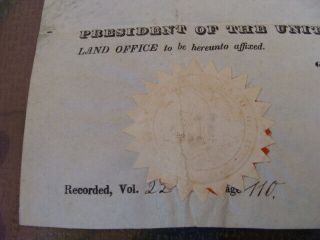 RARE 1837 LAND GRANT SIGNED BY US PRESIDENT MARTIN VAN BUREN,  SEAL,  AUTOGRAPH 5