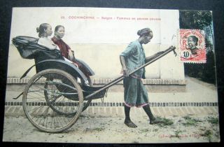 Vietnam Indochina Saigon Femmes En Pousse Indochine 1900 - 1920s