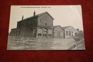 Business Section,  Flood 1913,  Patriot Indiana Postcard - Real Photo Rppc