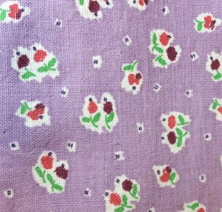 Floral On Lilac Purple Vtg Feedsack Cotton Fabric Quilting Doll 37 " X 42 "