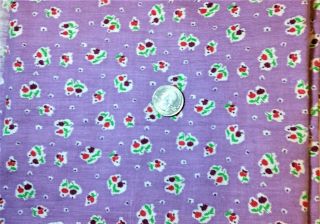 Floral on LILAC PURPLE Vtg FEEDSACK Cotton Fabric Quilting Doll 37 