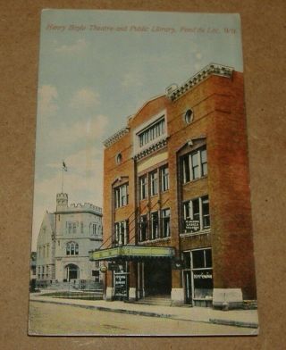 C1910 Henry Boyle Theater Fond Du Lac Wisconsin Postcard Wi - Town View