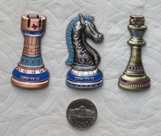 2019 Destination Imagination Set Of Three Chess Piece Pins From Tx