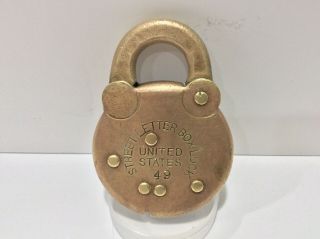 Vintage United States Brass Padlock Post Office Padlock Antique Lock 16