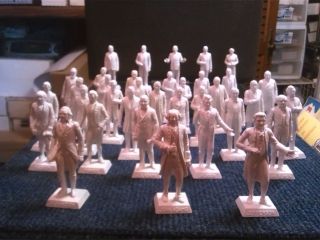 Vintage 1953 Presidents Marx Toys Miniature Statues Washington - Eisenhower Ex,