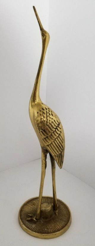 Vintage Brass Bird Heron Crane Egret Stork Bird Statue Sculpture Figurine
