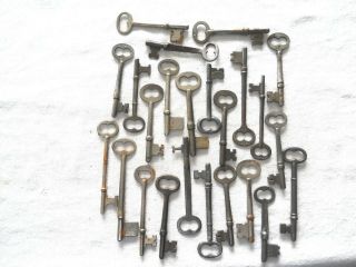 24 Antique Vintage Skeleton Keys Some Marked Corbin Germany Sager