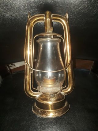 Vintage Brass Dietz Tubular Skaters Lantern W/original Dietz Glass Made In U.  S.  A