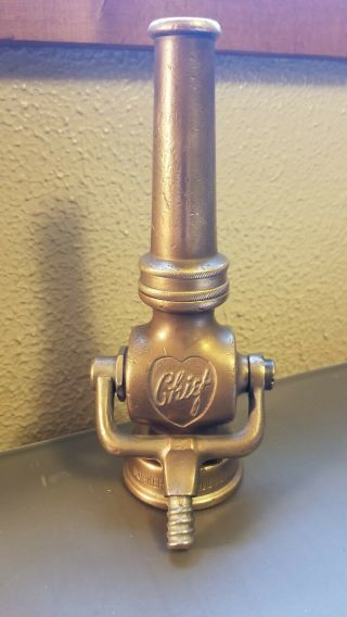 Elkhart Chief Brass Fire Hose Nozzle From Early 1900s
