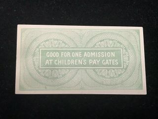 Columbian Exposition Single Child’s Day Ticket: CU & PQ 2