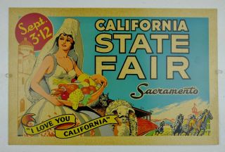 Vtg 1936 Art Deco California State Fair Sacramento Horse Racing Poster
