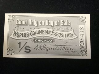 Columbian Exposition Single Day Ticket: Cu & Pq