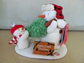 Perfect Pals Tree Farm Hallmark 2014 Musical Jingle Snowmen With Tags