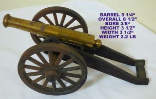 Vintage Brass Cast Iron Black Powder Signal Cannon 5.  25 