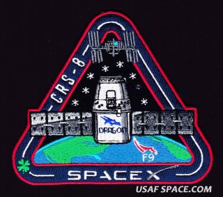 Crs - 8 - Spacex Falcon 9 Dragon F - 9 Iss Nasa Resupply Mission Patch