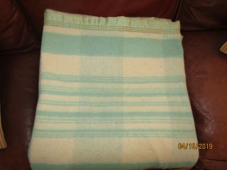 VTG Wool Striped/Plaid Blanket Double Long 72 