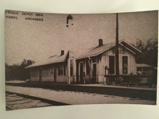 Hardy Arkansas Slsf Rr Station Railroad Depot B&w Real Photo Postcard Rppc