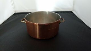 Vintage Tagus 1/2 Qt Small Copper Brass Handle Pot Made In Portugal 4.  25 " W