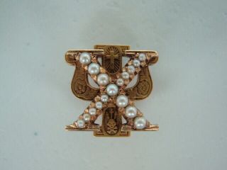 Usa Fraternity Pin Chi Psi.  Made In Gold & Pearls Dated 1920.  Named.  Rare 466