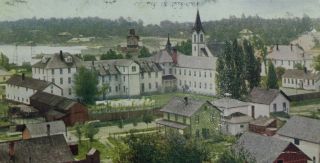 C.  1900 - 10 Indian School From Bluff,  Harbor Springs,  Mi Vintage Postcard F77