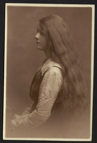 Girl With Very Long Hair Studio Portrait Postcard