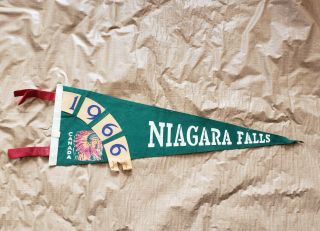Vintage 1966 Niagara Falls Canada Indian Wool Felt Pennant