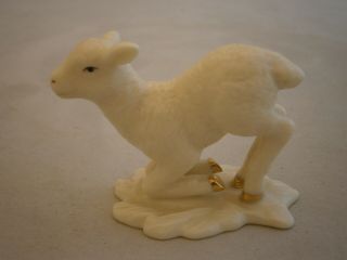 Lenox Nativity Lamb Figurine 1995 Rare Retired Porcelain China Ivory 24k Gold