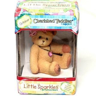 1996 Cherished Teddies Little Sparkles October Birthstone Bears Box