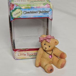 1996 Cherished Teddies Little Sparkles OCTOBER Birthstone Bears Box 2