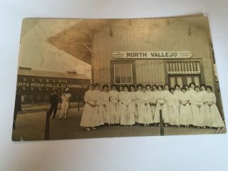 Rppc North Vallejo Ca Train Rr Depot Women Antique White Dresses Real Photo