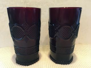 Avon Cape Cod Ruby Red 2 Tall Beverage Glasses Tumblers 5 1/2 " H