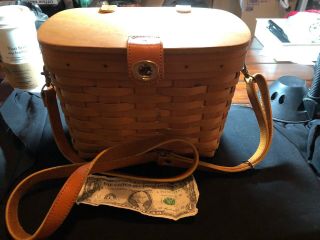 1998 Longaberger Basket Purse With Leather Shoulder Strap With Liner And Insert