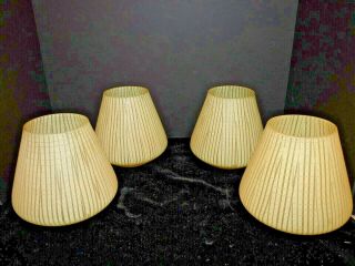 Set Matching Mid 20th Century Glass Shades For 4 - Light Pole Lamp Striped