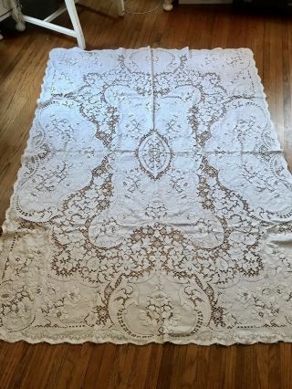 Vintage Oblong Quaker Lace Tablecloth Off White/ivorylovely 52 X 67