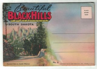 Antique 1937 Black Hills Of South Dakota 18 View Postcard Folder