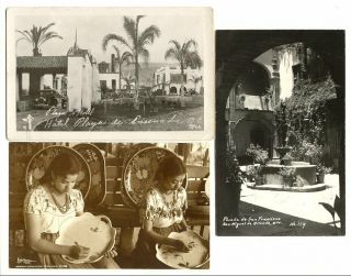 3 Mexico Postcards Real Photo Ensenada Uruapan San Miguel De Allende 1942