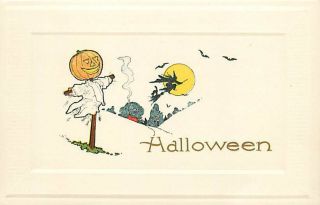 Halloween,  Gibson No Gib21 - 7,  Jack - O - Lantern Scare Crow,  Witch On Broom