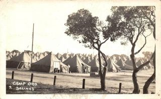 Rppc Camp Ord Salinas,  Ca Military Army Tents Fort Ord Ca 1940s Vintage Postcard