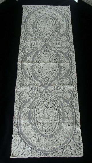 Vintage French Alencon Lace Runner 54 " Long
