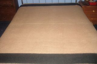 Vintage Earlys Witney 4 Point Pure Wool Blanket Tan / Black England 74 X 88 "