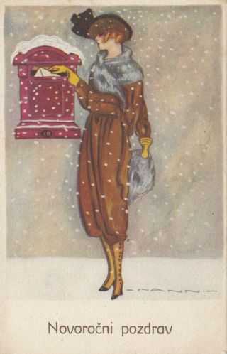 Nanni ; Art Deco Female Portrait,  Winter 2,  1910 - 30s